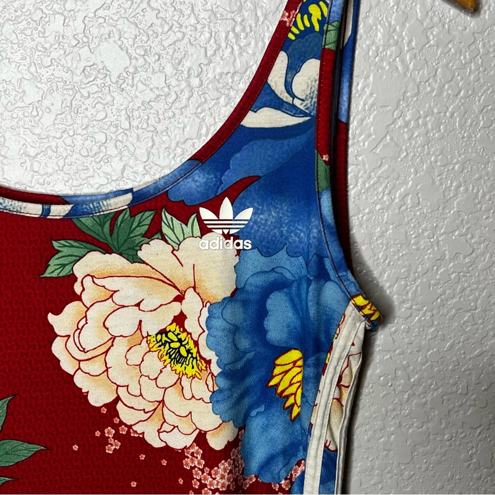 Adidas Originals x FARM Rio Chita Tank Dress Bodycon‎ S Stripes Floral Red Small - Picture 4 of 16